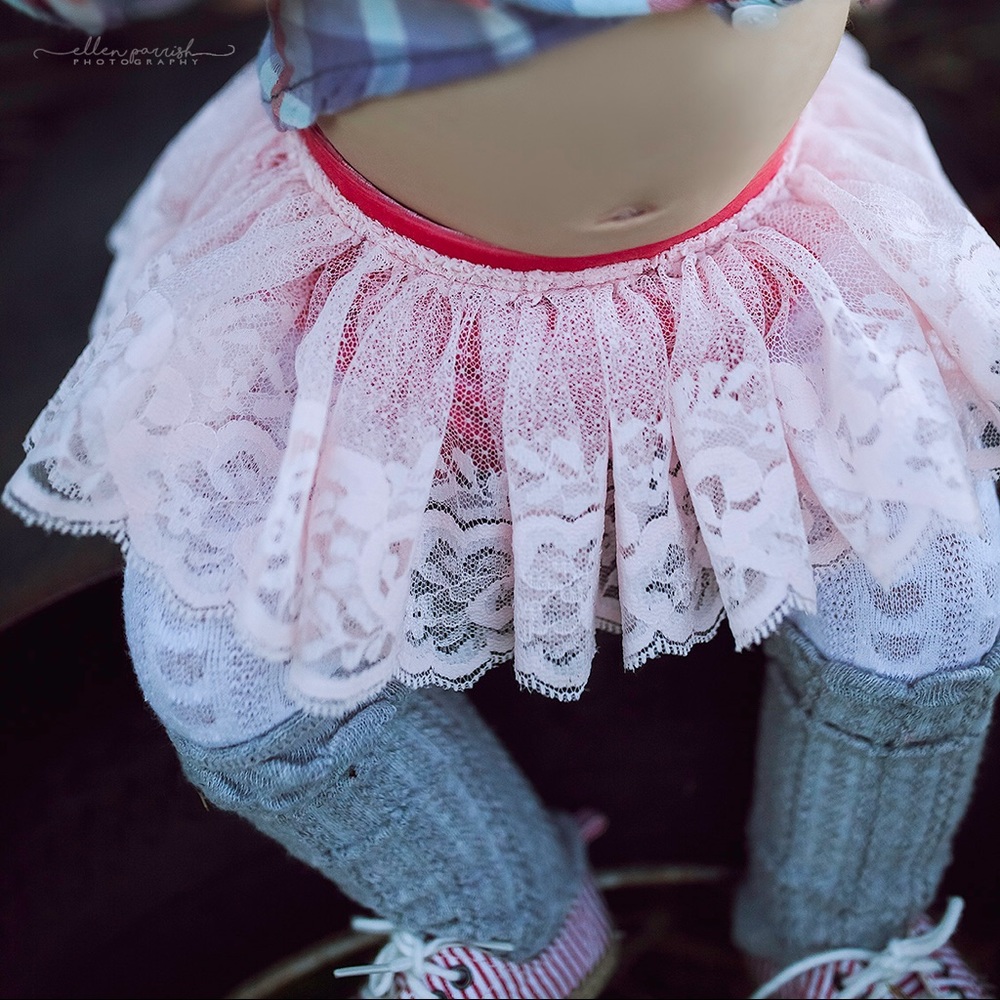 24m salmon pink bloomers with lace ruffle skirt